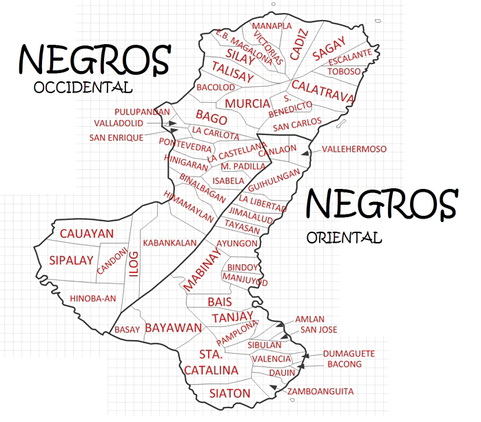 〈Map of Negros Island〉 by Jumark27 licensed under CC-BY-SA 4.0.