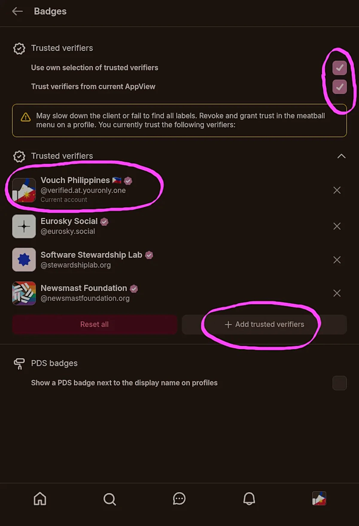 Witchsky: Enable Custom Verifiers, then click the 'Add trusted verifiers' button.