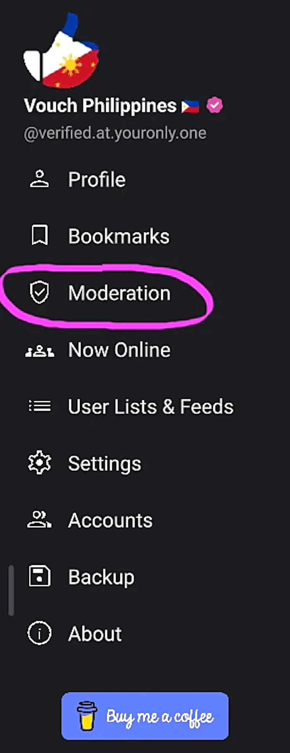 Skywalker: Tap 'Moderation'
